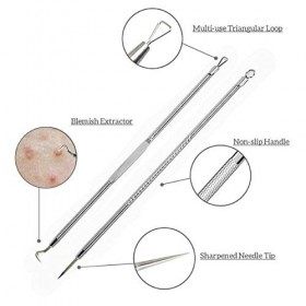 SHZDMH Lot de 9 extracteurs de comédons avec pince incurvée et brosse à sourcils à double tête Crème Jour et Nuit