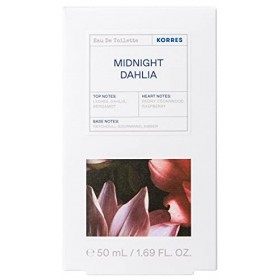 KORRES Eau de Toilette Midnight Dahlia pour Femme, 88% dOrigine Naturelle, Parfum Oriental & Fruité, Flacon Verre Ambré, Fru