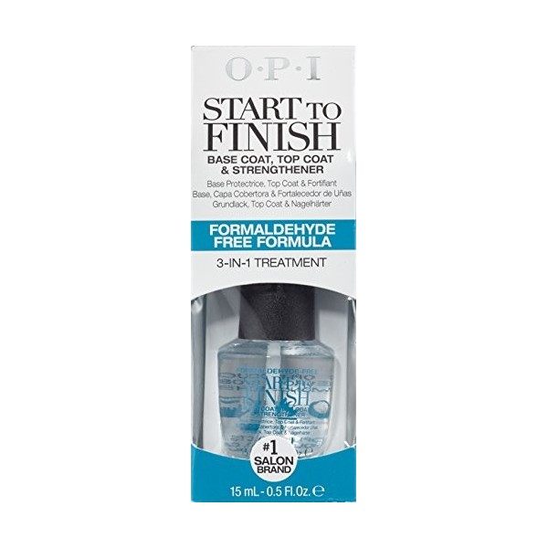 OPI Start to finish - Base Protectrice/Top Coat/Fortifiant Traitement 3 en 1 - Qualité professionnelle - 15 ml