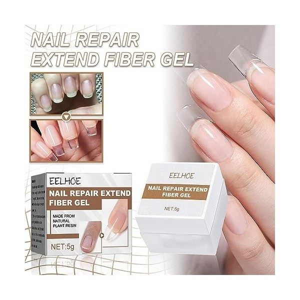 Réparation dongles cassés - Renforcement Nail Gel Ongle Réparation Allongement 5g | Gel de fibres naturelles pour les ongles