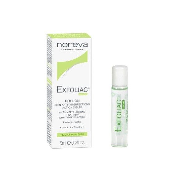 Noreva Exfoliac Roll-On Soin Anti-Imperfections Ciblé 5 ml Crème Jour et Nuit