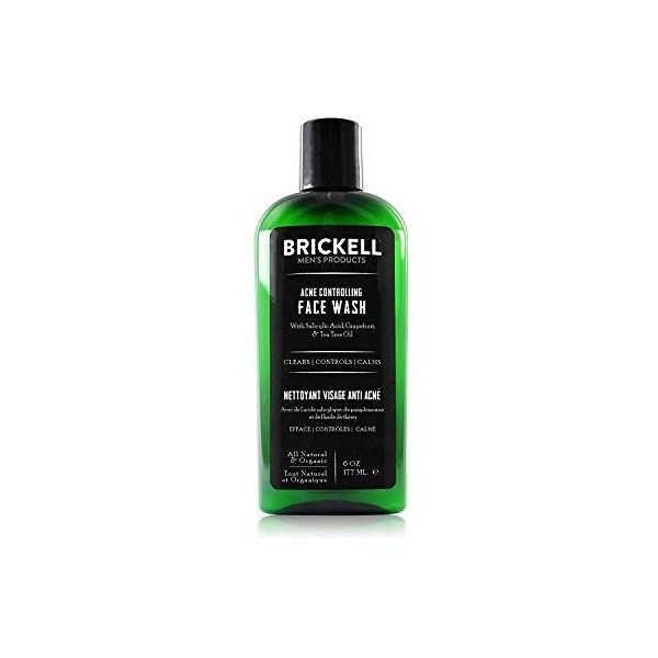 Brickell Mens Nettoyant Visage Anti-Acné pour Hommes, Nettoyant Visage Naturel et Biologique pour Nettoyer la peau et Élimin