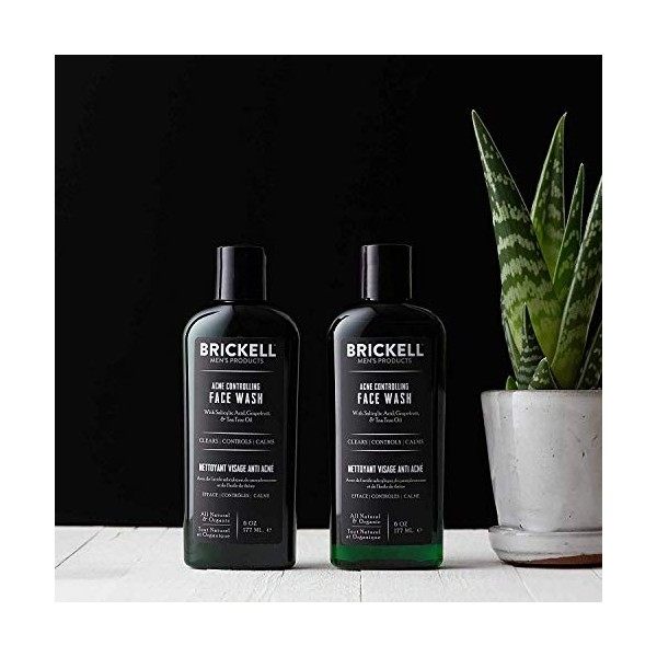 Brickell Mens Nettoyant Visage Anti-Acné pour Hommes, Nettoyant Visage Naturel et Biologique pour Nettoyer la peau et Élimin