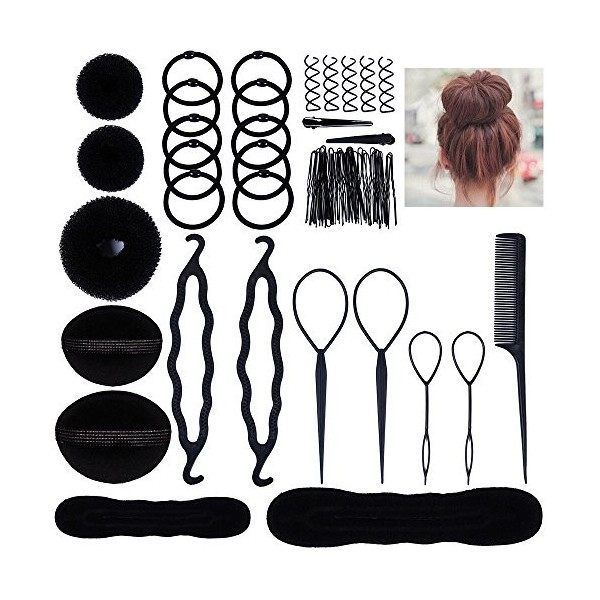 Accessoires de Coiffure, Lictin Set dOutils de Coiffure Cheveux Coiffure Stylisée Accessoire Cheveux Filles Eponge en Mousse