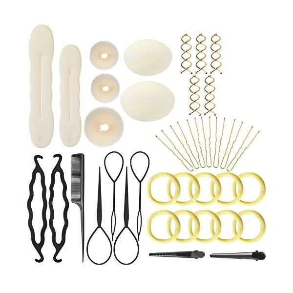 Accessoires de Coiffure, Lictin Set dOutils de Coiffure Cheveux Coiffure Stylisée Accessoire Cheveux Filles Eponge en Mousse