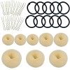 VEGCOO 8 Pièces Cheveux Donuts Chignons Épingle à Cheveux 10Pcs Bande de Caoutchouc Noire 15Pcs Épingle à Cheveux en Forme de