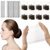 Sularpek Filet Chignon ,24 Pièces Filets À Cheveux, Filet Chignon Invisible, et 10 Pcs U Forme Pince, Filets à Cheveux Élasti