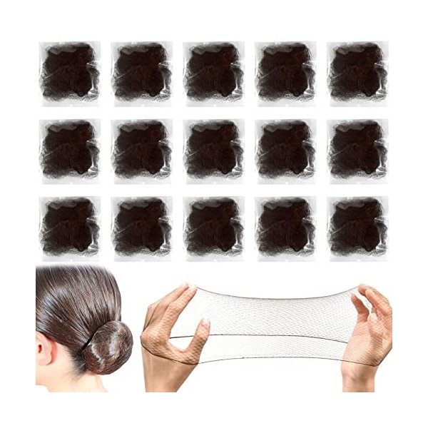 Sularpek Filet Chignon ,24 Pièces Filets À Cheveux, Filet Chignon Invisible, et 10 Pcs U Forme Pince, Filets à Cheveux Élasti