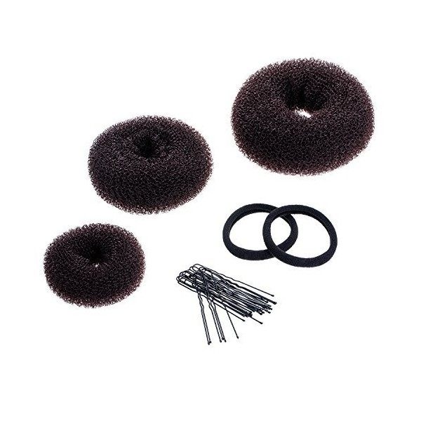 3 Pièces Donut Bun Maker Coiffure Chignon Bague Chignon Set pour les Cheveux Chignon Large, Medium et Small Marron 