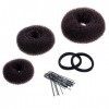 3 Pièces Donut Bun Maker Coiffure Chignon Bague Chignon Set pour les Cheveux Chignon Large, Medium et Small Marron 