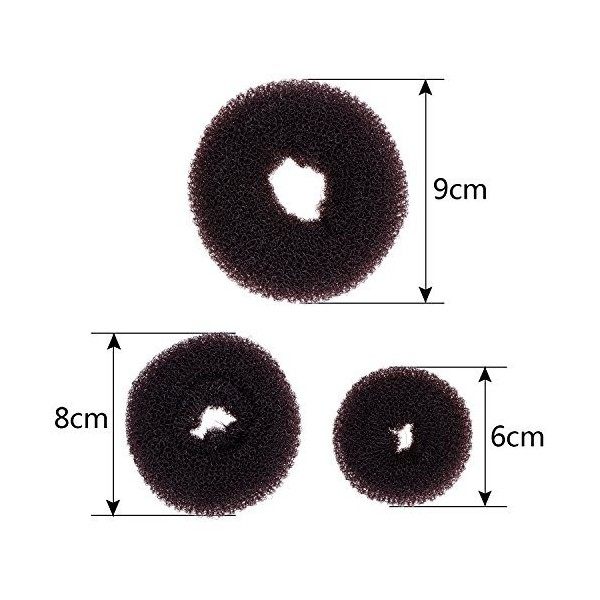 3 Pièces Donut Bun Maker Coiffure Chignon Bague Chignon Set pour les Cheveux Chignon Large, Medium et Small Marron 