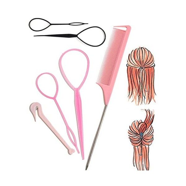 XPEX Lot de 6 Accessoires de Coiffure, kit de Coiffure tressée, Outils de Coiffure, Accessoires de Coiffure pour débutants po