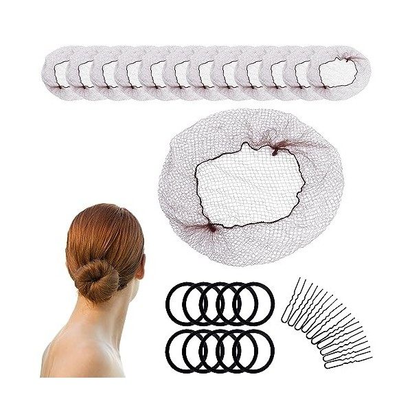 34 Pièces Accessoires de Cheveux, Filet Chignon Invisible Élastique, Avec 10 Pcs Pinces à Cheveux en Forme de U Et 10 corde à