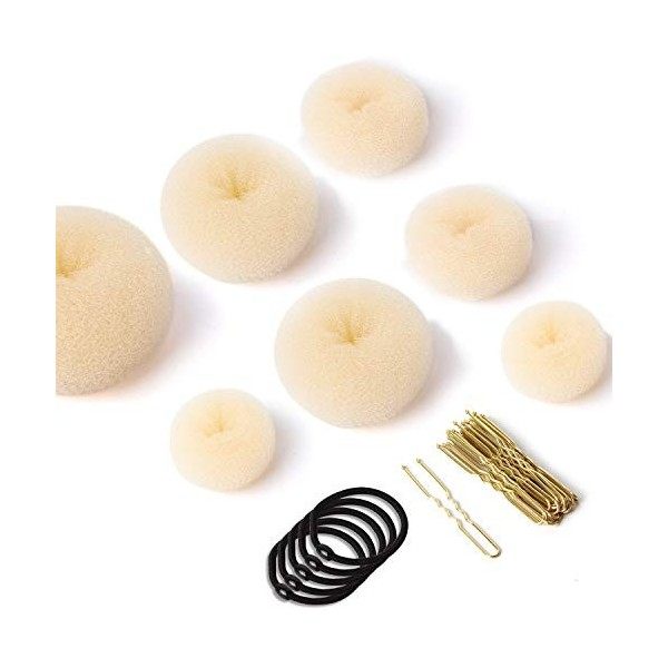 Chignon magique, 7 PCS Accessoires de Coiffure avec 5 élastiques à cheveux, 20 épingles à cheveux, Accessoires de Coiffure po