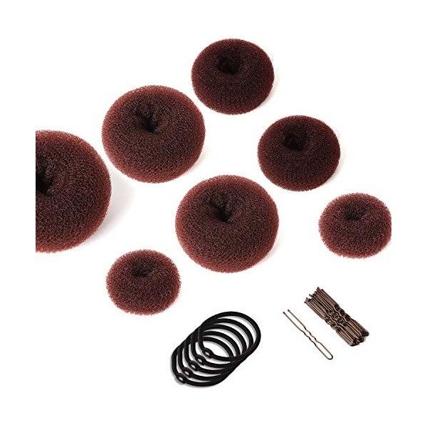 Chignon magique, 7 PCS Accessoires de Coiffure avec 5 élastiques à cheveux, 20 épingles à cheveux, Accessoires de Coiffure po