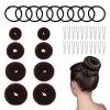 MXTIMWAN | Donut Hair Bun Maker Set - 10 Pièces Bandes Élastiques Cheveux - 9 Pièces Donut Bun Maker Chignon Cheveux, 20 Pièc