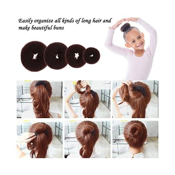 MXTIMWAN | Donut Hair Bun Maker Set - 10 Pièces Bandes Élastiques Cheveux - 9 Pièces Donut Bun Maker Chignon Cheveux, 20 Pièc