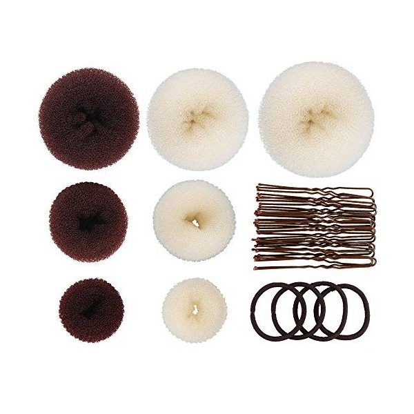 7 Pcs Donut Bun Accessoires de Coiffure Chignon Magique Beignet Cheveux Tailles Diverses Donuts à Chignon avec 4 Pcs Bande de