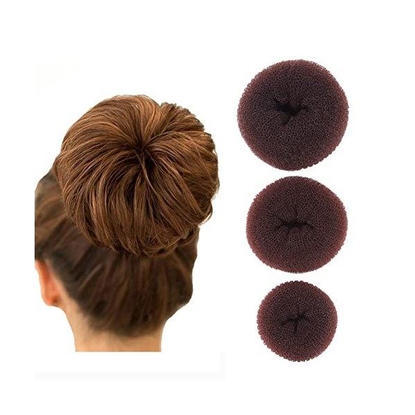 Lot de 3 donuts pour chignon, accessoire de coiffure pour femmes et filles grand, moyen et petit 