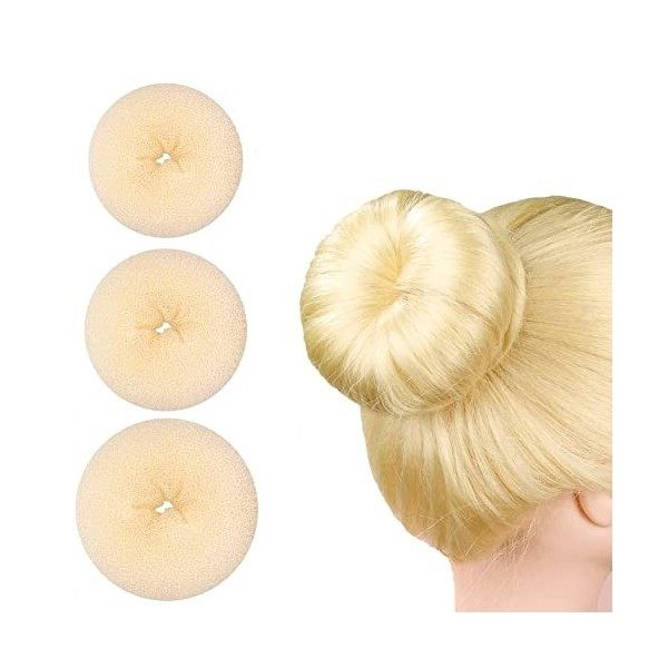 Lot de 3 donuts pour chignon, accessoire de coiffure pour femmes et filles grand, moyen et petit 