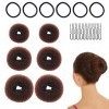 6 Pièces Donuts pour Chignon,Donut Chignon,Machine à Chignon,Style Bague Chignon,Donut Chignon Cheveux,Femmes Chignon Cheveux