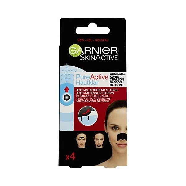 Garnier SkinActive - Patchs Anti-Points Noirs Charbon PureActive - Lot de 4 Patchs Crème Jour et Nuit