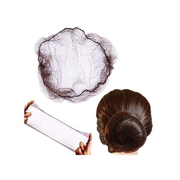 50 pcs Filets à Cheveux invisibles pour chignon fixant des filets à cheveux élastiques Marron foncé 