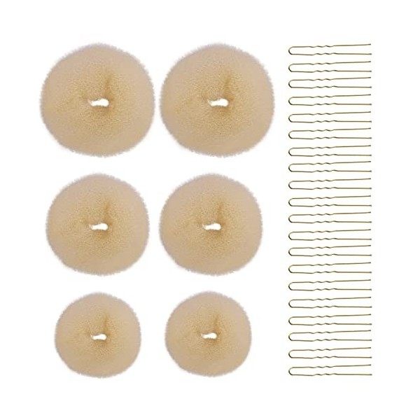 Lot de 6 Donuts Chignon et 20 pcs Épingles à Cheveux, Donuts Cheveux Accessoire pour Chignon Donut de Coiffure pour Enfants F