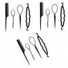 Accessoires de Coiffure,12 PCS Coiffure Accessoires,Aides à La Coiffure,Cheveux Tressage Kit,Outils de Tresse de Cheveux,DIY 