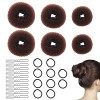 Donuts pour Chignon,Donut Chignon,Cheveux Donuts Chignons,Comprend 6 bagues de cheveux,Avec 10pcs de U-clip et 10pcs de corde