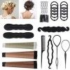 Accessoires de Coiffure, URAQT Set dOutils de Coiffure, Cheveux Coiffure Stylisée Accessoire Cheveux Filles Chignon Tresse K