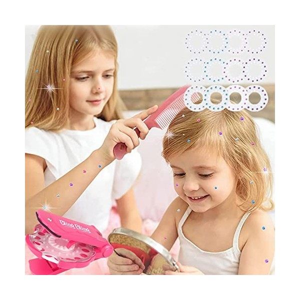 Hair Bedazzler Kit avec 180 Hair Gems, machine à pierres brillantes, tampon à cheveux, Outil de Coiffure Glamour pour Filles,