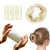 Filet Chignon Danse Set,50 Pièces Filets À Cheveux Invisibles Maille Élastique Bord avec 10 Pièces Or épingle à Cheveux Invis