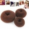 Ensemble de 3 couronnes pour le chignon « Donut » brun - 1 petite 6cm de diamètre + 1 moyen 8cm + 1 grande 10cm + 10 él