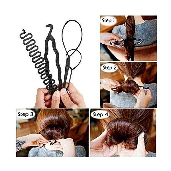 Topsy tail pour les cheveux, outils de coiffure DIY cheveux accessoires de coiffure de cheveux ensemble Magique Chignon Clip 