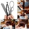 Topsy tail pour les cheveux, outils de coiffure DIY cheveux accessoires de coiffure de cheveux ensemble Magique Chignon Clip 