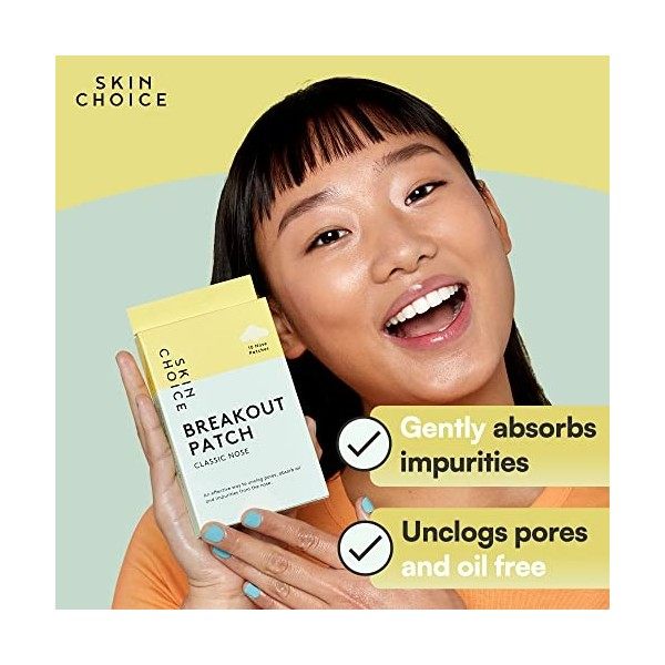 Breakout Nose Patch par SKINCHOICE - Patch nasal hydrocolloïde pour déboucher et rétrécir les pores, éliminer les points noir...