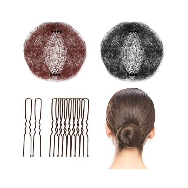 Filet Chignon Danse Classique Fille, 20 Pcs Filet Cheveux Chignon Invisible et 50 Pcs U Forme Pince pour Ballet Danseuse Infi
