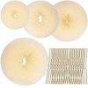 4 Taille Beige Donut Bun Maker + 20 Doré épingles pour Blond, Chignon Bun Maker Cheveux Bague style pour Dancer Ballet Filles