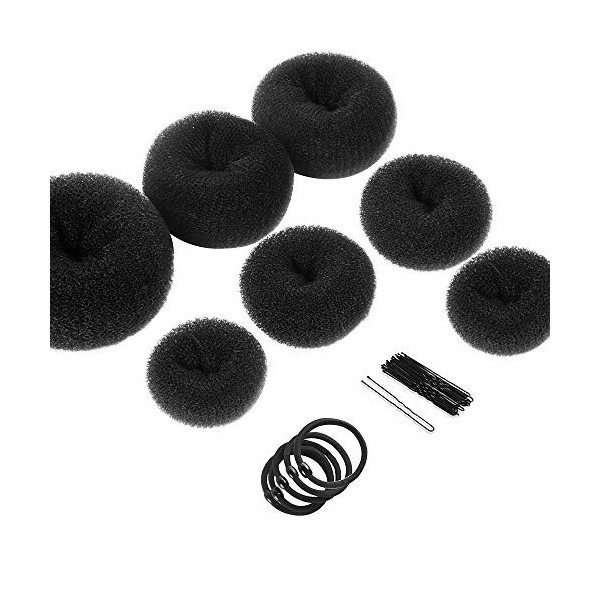 petits pains Shaper Coiffure kit daccessoires avec 5 bandes et 20 épingles à chignon, Donut Bague style Chignon Bun Maker po