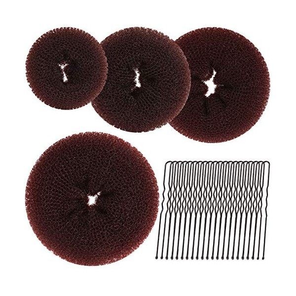 Teenitor Lot de 4 accessoires pour chignon - Marron