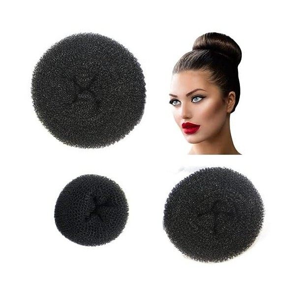 Styla Hair Lot de 3 donuts pour chignon 1 petit, 1 moyen, 1 grand Noir