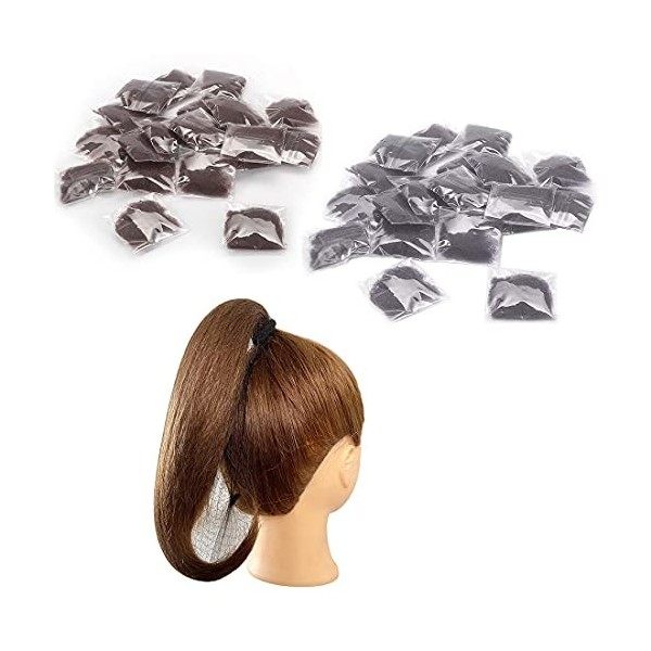 20 Pcs Filets À Cheveux Pour Femmes Chignon, Filets À Cheveux Invisibles Maille De Bord Élastique 10 pcs Noir + 10 pcs Café 