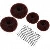 Morgles Lot de 4 donuts pour chignon Marron avec grandes épingles Noir