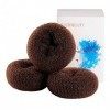 CLOTHOBEAUTY 3 chignon donuts de très petite taille pour bébé/enfants, pour cheveux fins et courts 6,4 cm , marron