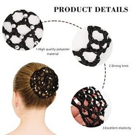 Filet à Chignon Strass,Cheveux Snood Net,2 Pièces Filet à Chignon,Filet à Chignon Noir,Filet Chignon Cheveux,Filet Cheveux Ch