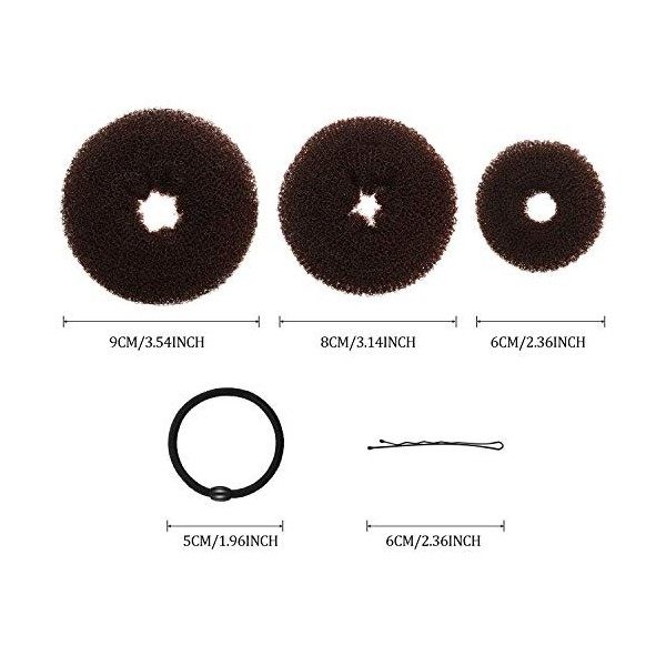 9 Pièces Donut Bun Maker Fabricant de Chignon de Cheveux Ensemble de Bun Maker Chignon de Style Anneau avec 12 Pièces Bandes 