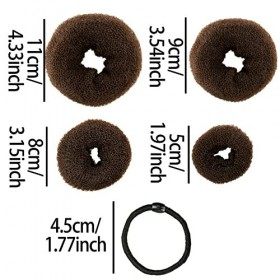 Machine à pain donut, machine à chignon 7 pièces marron, ensemble en forme danneau, avec 10 pinces en forme de U, 5 cordes à