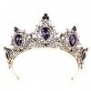 Lurrose Diadème de luxe avec couronne baroque en strass Violet