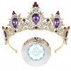 Lurrose Diadème de luxe avec couronne baroque en strass Violet